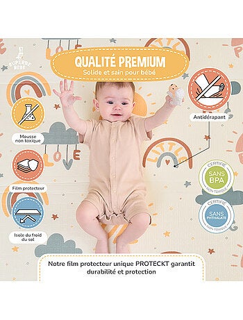 Alfombra plegable bebés, reversible e impermeable, espuma 180 x 150 x 1 CASTLE| SUPERBE BEBE