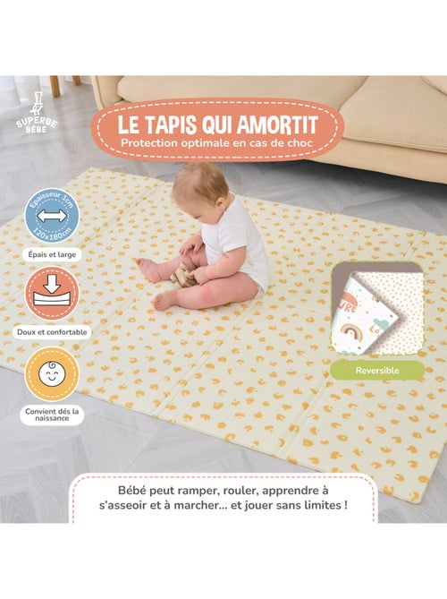 Alfombra plegable bebés, reversible e impermeable, espuma 180 x 120 x 1 PURE BIG LOVE | SUPERBE BEBE - Kiabi Alfombra plegable bebés, reversible e impermeable, espuma 180 x 120 x 1 PURE BIG LOVE | SUPERBE BEBE - Kiabi