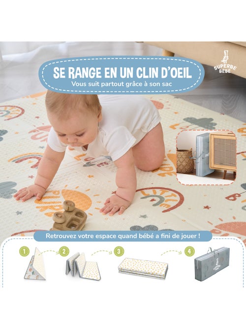 Alfombra plegable bebés, reversible e impermeable, espuma 180 x 120 x 1 PURE BIG LOVE | SUPERBE BEBE - Kiabi Alfombra plegable bebés, reversible e impermeable, espuma 180 x 120 x 1 PURE BIG LOVE | SUPERBE BEBE - Kiabi