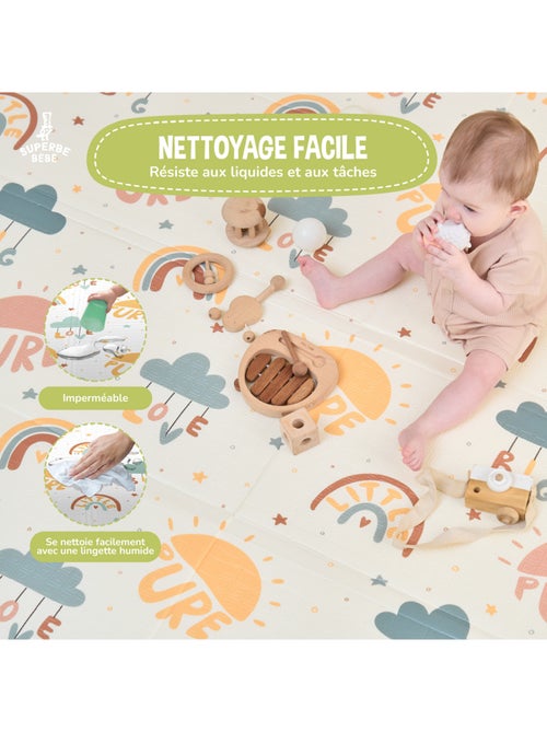 Alfombra plegable bebés, reversible e impermeable, espuma 180 x 120 x 1 PURE BIG LOVE | SUPERBE BEBE - Kiabi Alfombra plegable bebés, reversible e impermeable, espuma 180 x 120 x 1 PURE BIG LOVE | SUPERBE BEBE - Kiabi