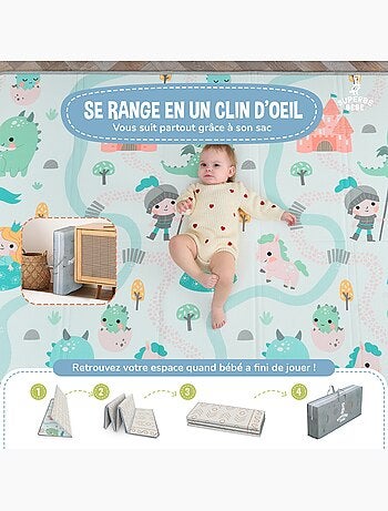 Alfombra plegable bebés, reversible e impermeable, espuma 180 x 150 x 1 CASTLE| SUPERBE BEBE