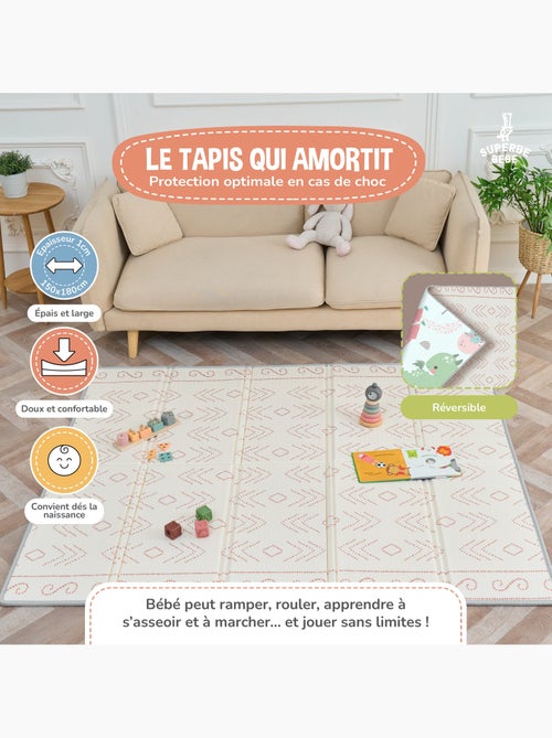 Alfombra plegable bebés, reversible e impermeable, espuma 180 x 150 x 1 CASTLE| SUPERBE BEBE - Kiabi