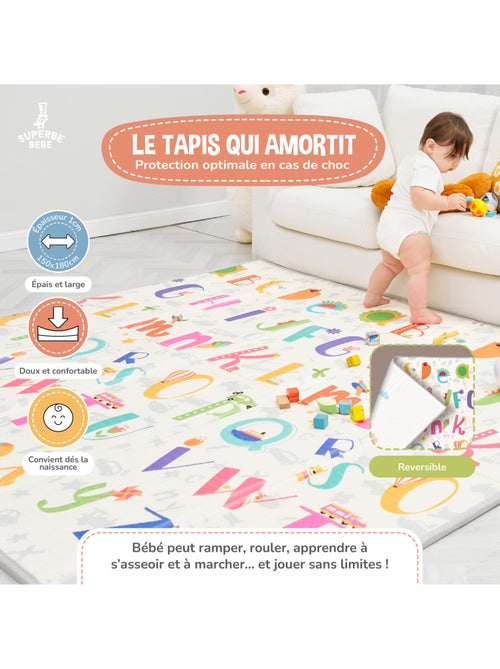 Alfombra plegable bebés, reversible e impermeable, espuma 180 x 150 x 1 SAVANNAH | SUPERBE BEBE - Kiabi Alfombra plegable bebés, reversible e impermeable, espuma 180 x 150 x 1 SAVANNAH | SUPERBE BEBE - Kiabi