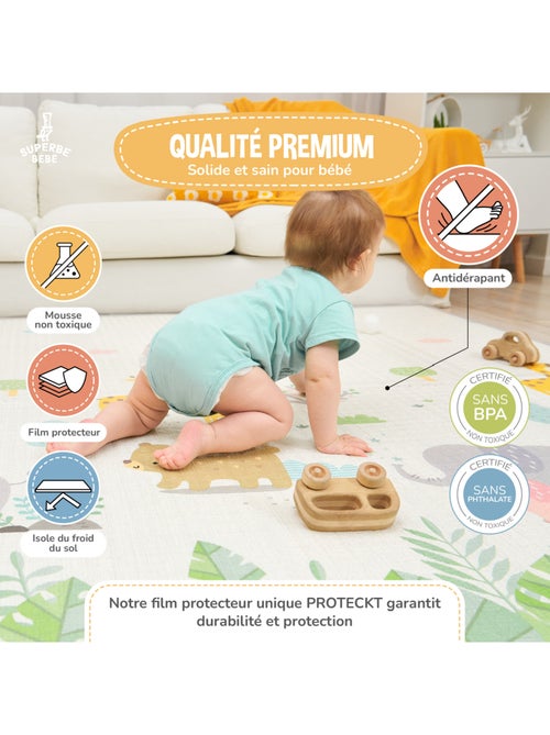 Alfombra plegable bebés, reversible e impermeable, espuma 180 x 150 x 1 SAVANNAH | SUPERBE BEBE - Kiabi Alfombra plegable bebés, reversible e impermeable, espuma 180 x 150 x 1 SAVANNAH | SUPERBE BEBE - Kiabi