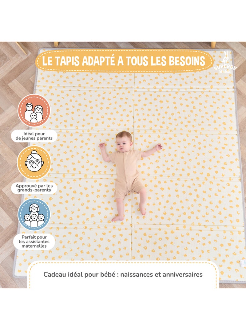 Alfombra plegable bebés, reversible e impermeable, espuma 200x180x1,5 PURE BIG LOVE SUPERBE BEBE Verde agua - Kiabi