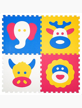 Alfombra puzzle bebés animales 4 piezas gomaespuma c'baby