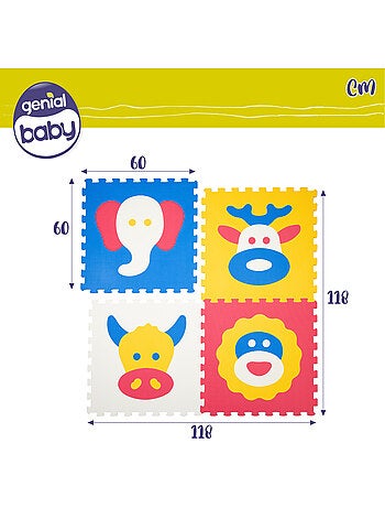 Alfombra puzzle bebés animales 4 piezas gomaespuma c'baby