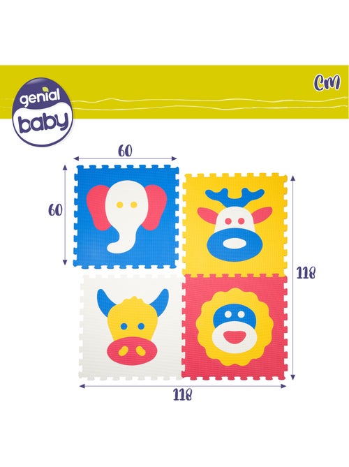 Alfombra puzzle bebés animales 4 piezas gomaespuma c'baby - Kiabi