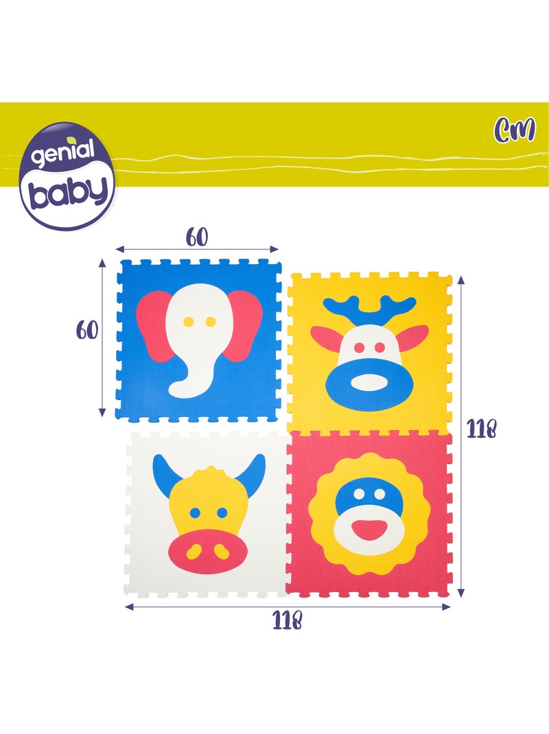 Alfombra puzzle bebés animales 4 piezas gomaespuma c'baby N/D - Kiabi
