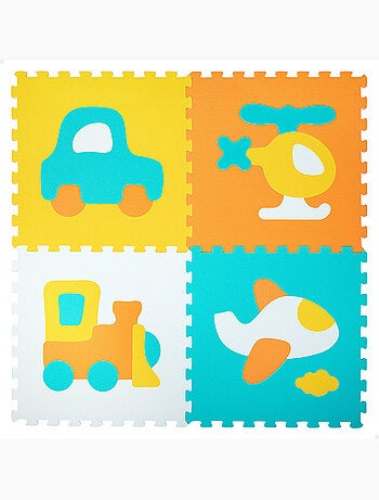 Alfombra puzzle bebés vehículos 4 piezas gomaespuma c'baby