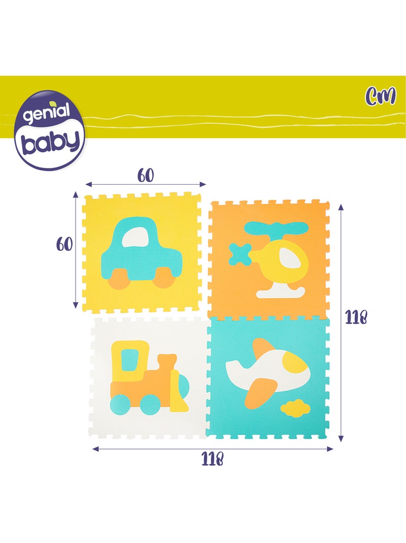 Alfombra puzzle bebés vehículos 4 piezas gomaespuma c'baby N/D - Kiabi