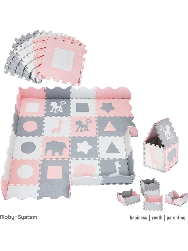 Alfombra puzzle espuma EVA 150x150 cm bebé niños 16 piezas educativa Rosa - Kiabi