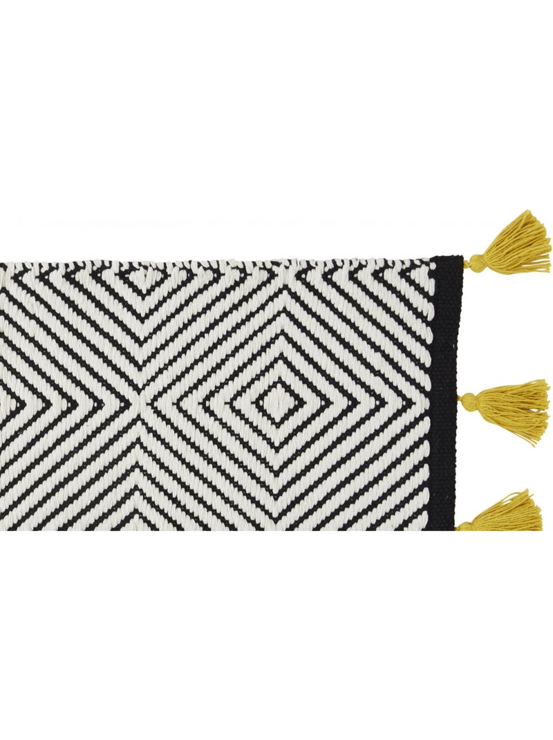 Alfombra rectangular de algodón tejido étnico triángulos negros 50x80 cm – Guy Levasseur Negro Blanco Gris - Kiabi