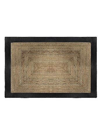 Alfombra rectangular de yute con borde de color