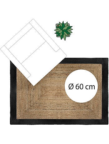 Alfombra rectangular de yute con borde de color