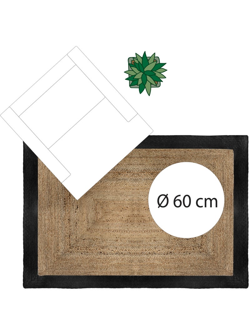 Alfombra rectangular de yute con borde de color Negro - Kiabi