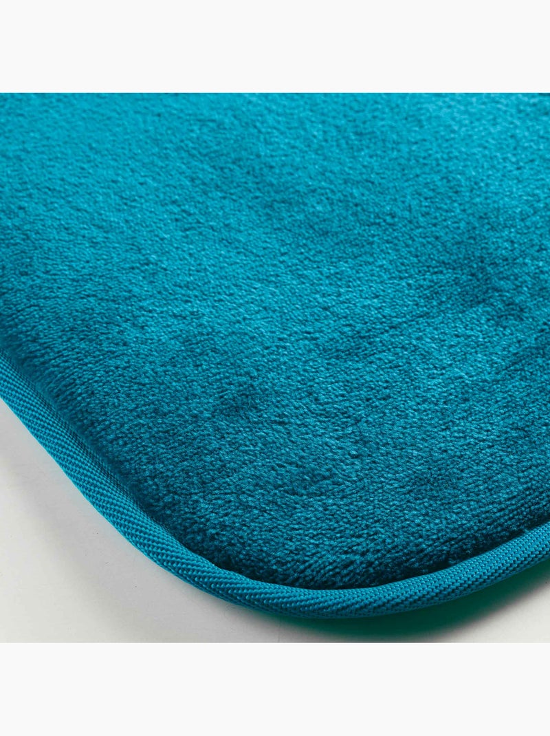 Alfombra rectangular – franela lisa ultra suave – acabado al bies Azul - Kiabi