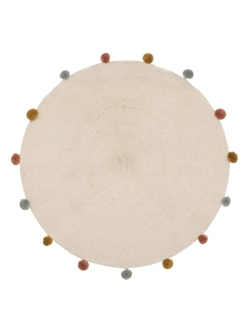 Alfombra redonda de algodón con borlas - Kiabi