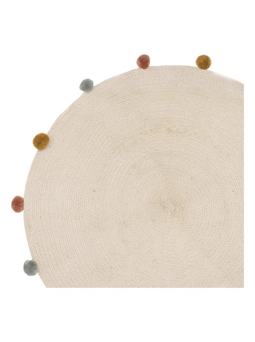 Alfombra redonda de algodón con borlas - Kiabi