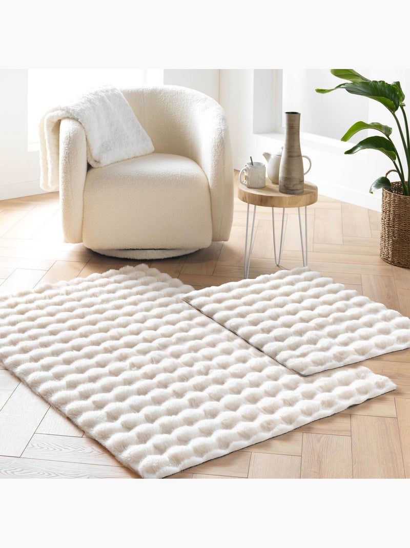 Alfombra suave de imitación piel con relieve mullido Beige claro - Kiabi