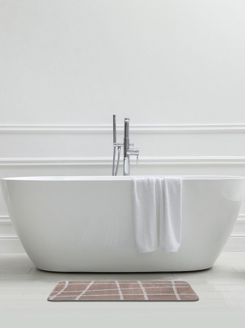 Alfombrilla de baño antideslizante a cuadros Gris topo - Kiabi