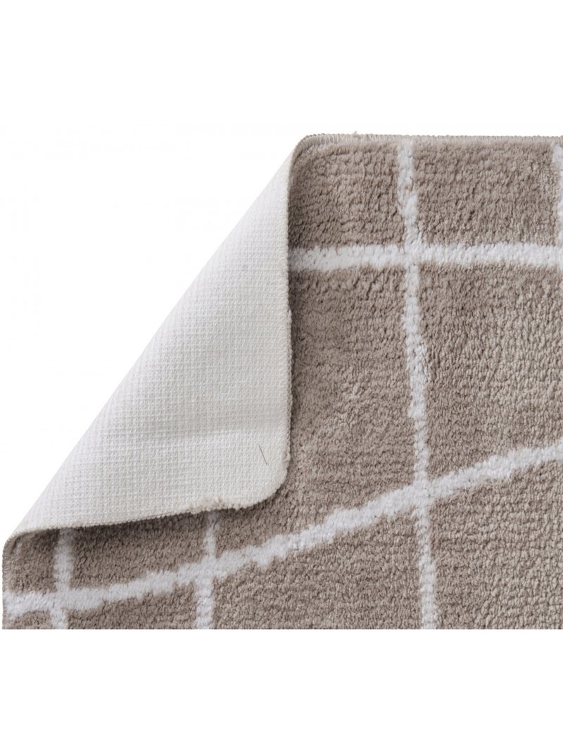 Alfombrilla de baño antideslizante a cuadros Gris topo - Kiabi