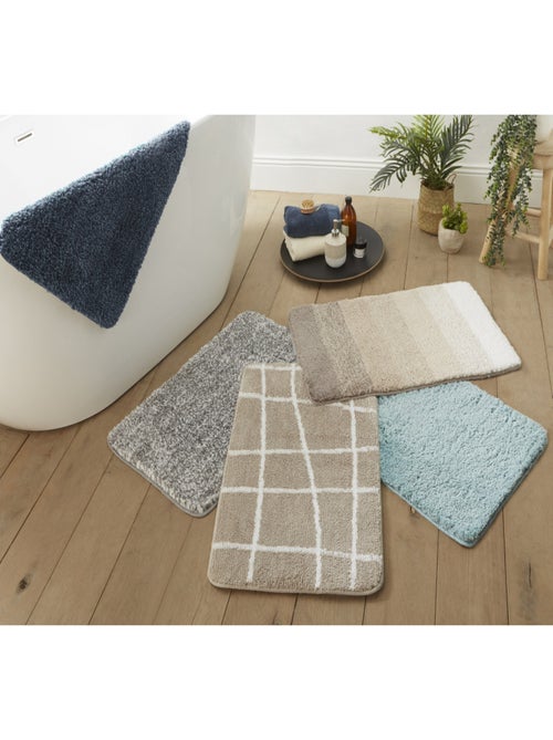 Alfombrilla de baño antideslizante a cuadros - Kiabi