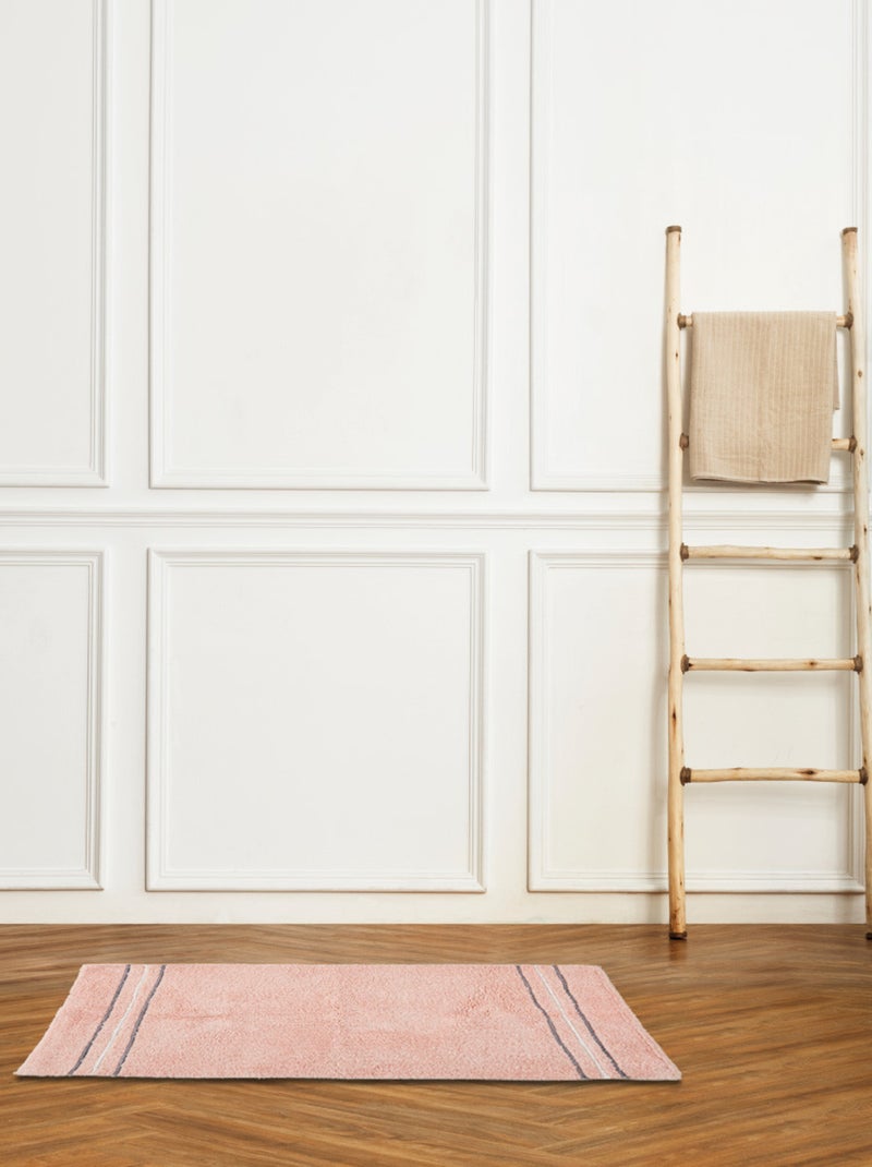 Alfombrilla de baño antideslizante de algodón, 50 x 80 cm Rosa pálido - Kiabi