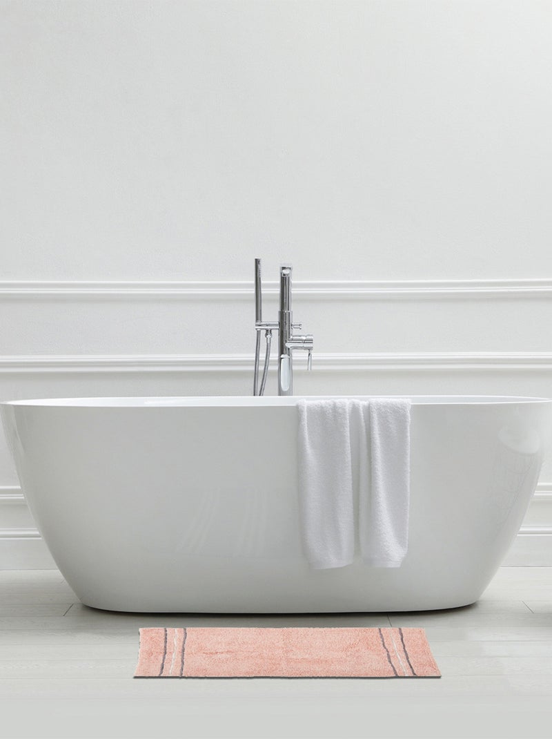 Alfombrilla de baño antideslizante de algodón, 50 x 80 cm Rosa pálido - Kiabi
