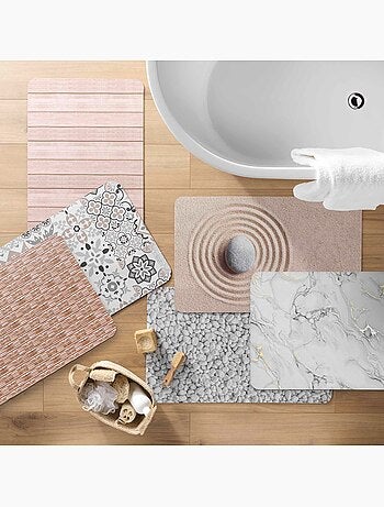 Alfombrilla de baño antideslizante ultraabsorbente con estampado de guijarros