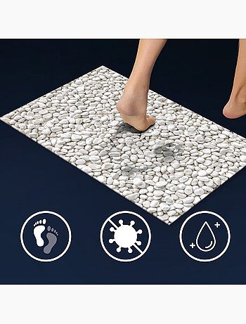 Alfombrilla de baño antideslizante ultraabsorbente con estampado de guijarros