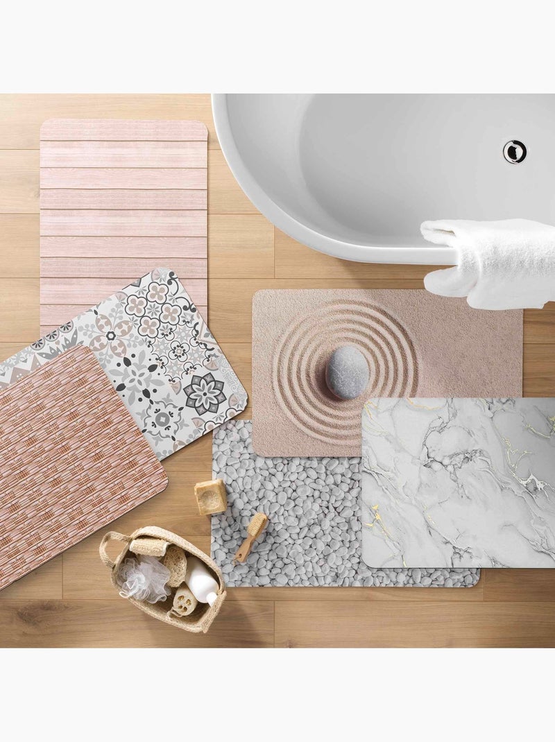 Alfombrilla de baño antideslizante ultraabsorbente con estampado de guijarros Gris - Kiabi