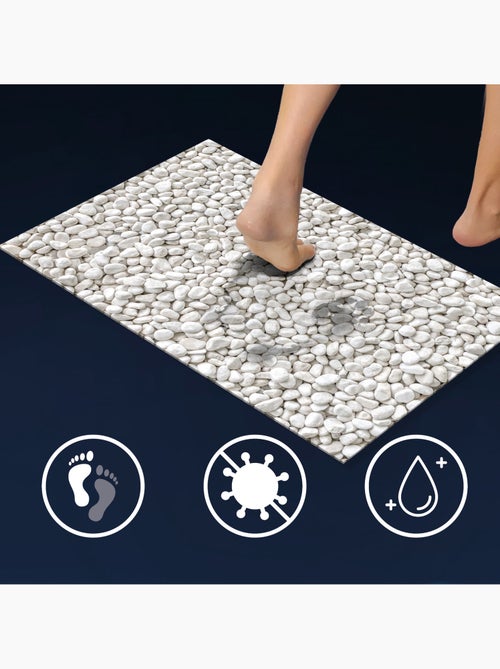 Alfombrilla de baño antideslizante ultraabsorbente con estampado de guijarros - Kiabi