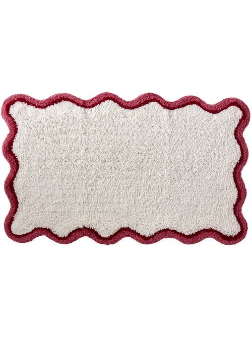 Alfombrilla de baño de algodón con textura y bordes festoneados. - Kiabi