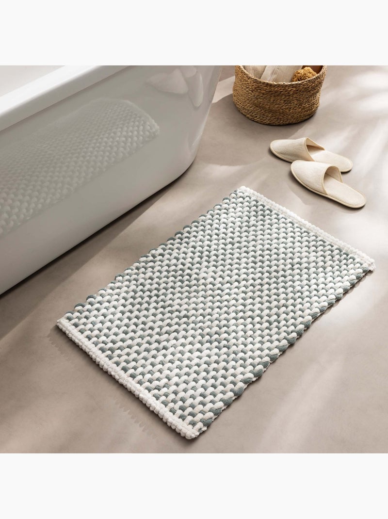 Alfombrilla de baño de chenilla de polialgodón ultraabsorbente Verde - Kiabi
