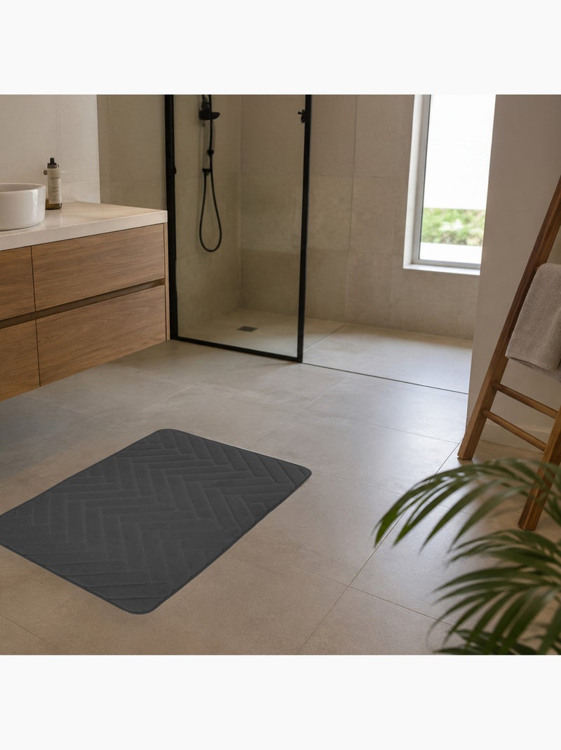 Alfombrilla de baño de espuma viscoelástica - diseño de espiga Negro - Kiabi