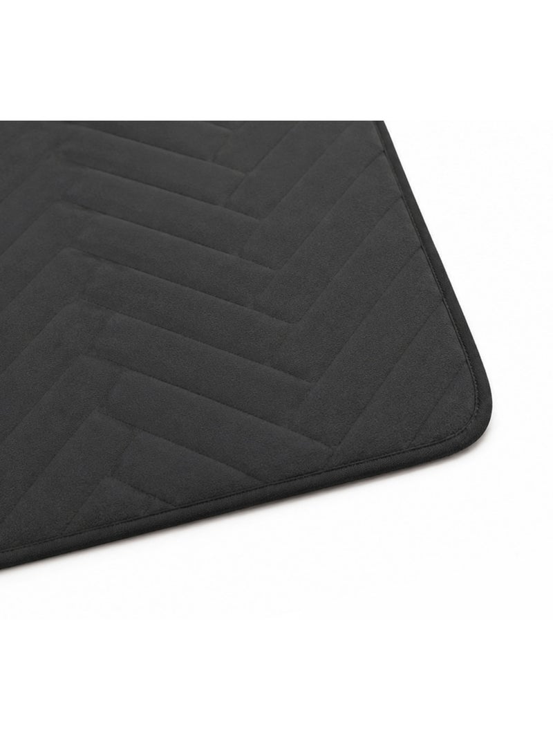 Alfombrilla de baño de espuma viscoelástica - diseño de espiga Negro - Kiabi