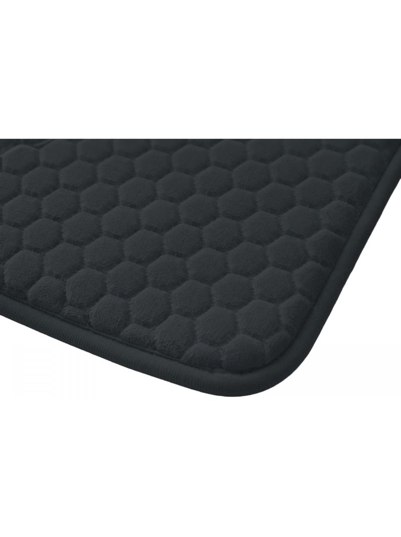 Alfombrilla de baño de espuma viscoelástica con diseño de panal. Gris antracita - Kiabi