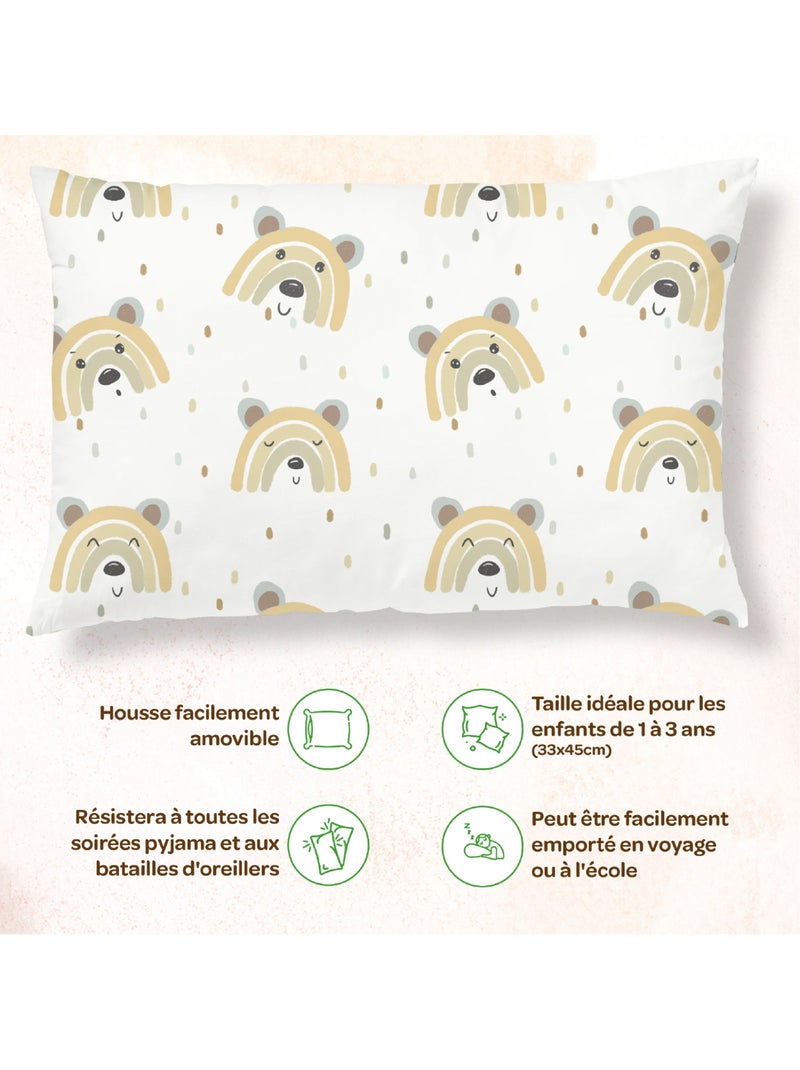 Almohada con funda incluida - Algodón OEKO-TEX | SUPERBE BEBE Azul gris claro Negro - Kiabi