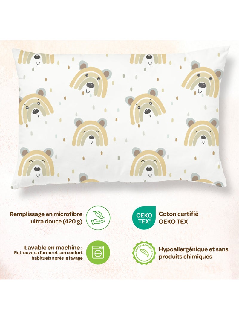 Almohada con funda incluida - Algodón OEKO-TEX | SUPERBE BEBE Azul gris claro Negro - Kiabi
