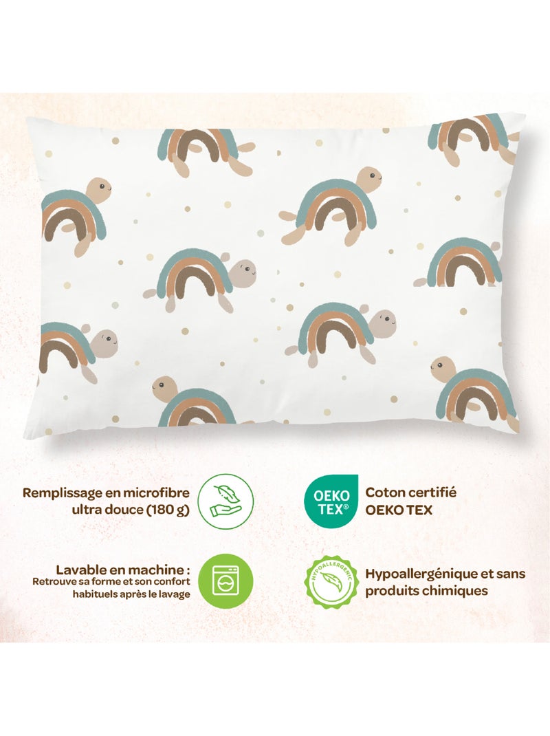 Almohada con funda incluida - Algodón OEKO-TEX | SUPERBE BEBE Azul petróleo - Kiabi