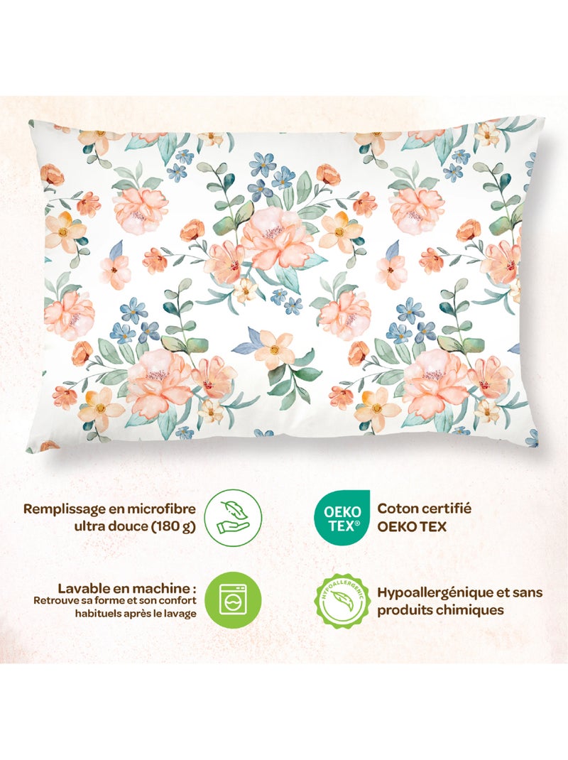 Almohada con funda incluida - Algodón OEKO-TEX | SUPERBE BEBE Blanco Rosa Azul - Kiabi