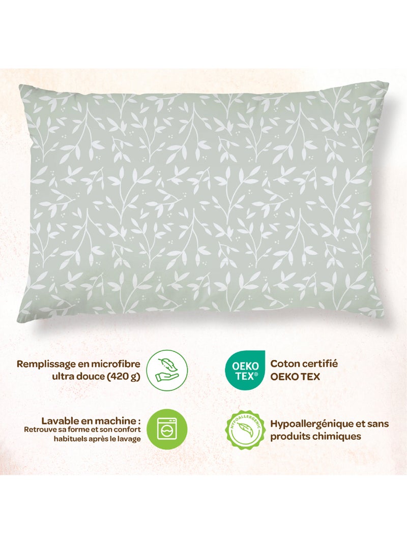Almohada con funda incluida - Algodón OEKO-TEX | SUPERBE BEBE Blanco Verde - Kiabi