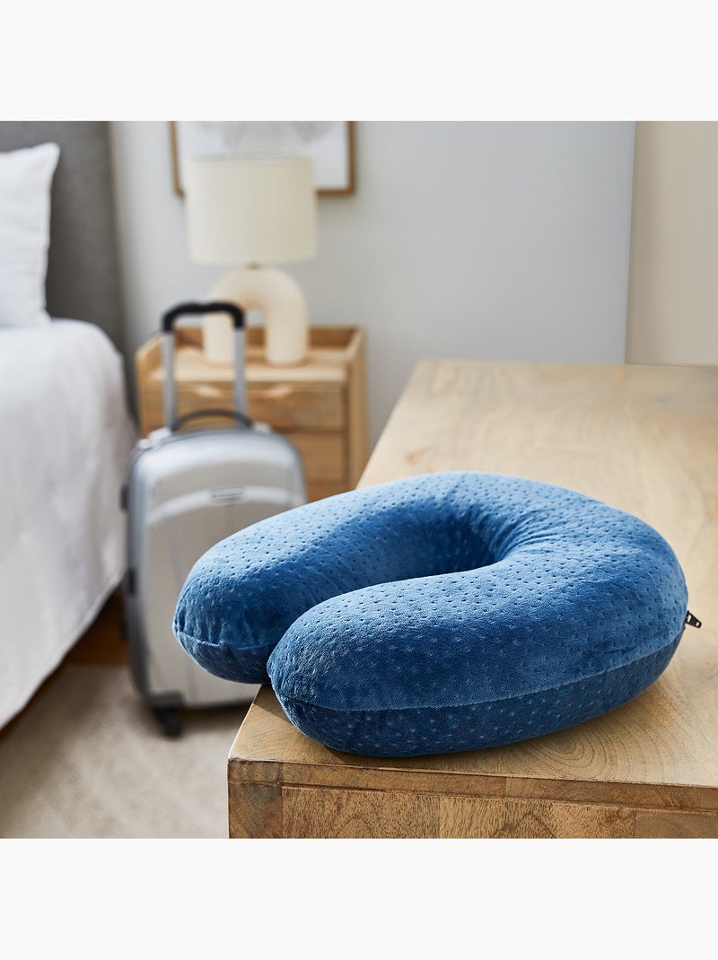 Almohada de Viaje Cervical Visco HOME Firmeza Baja Azul - Kiabi