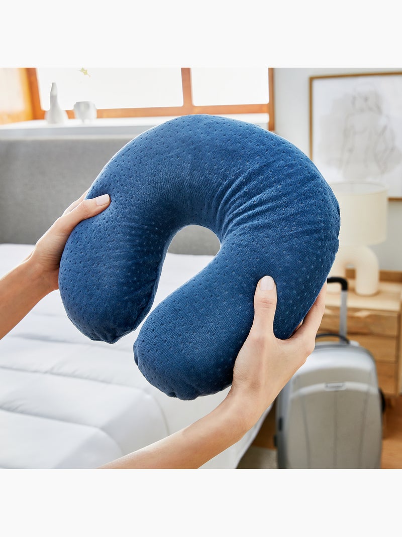 Almohada de Viaje Cervical Visco HOME Firmeza Baja Azul - Kiabi