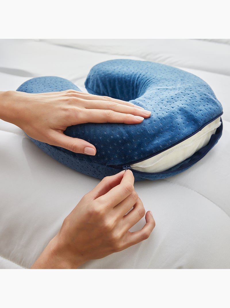 Almohada de Viaje Cervical Visco HOME Firmeza Baja Azul - Kiabi