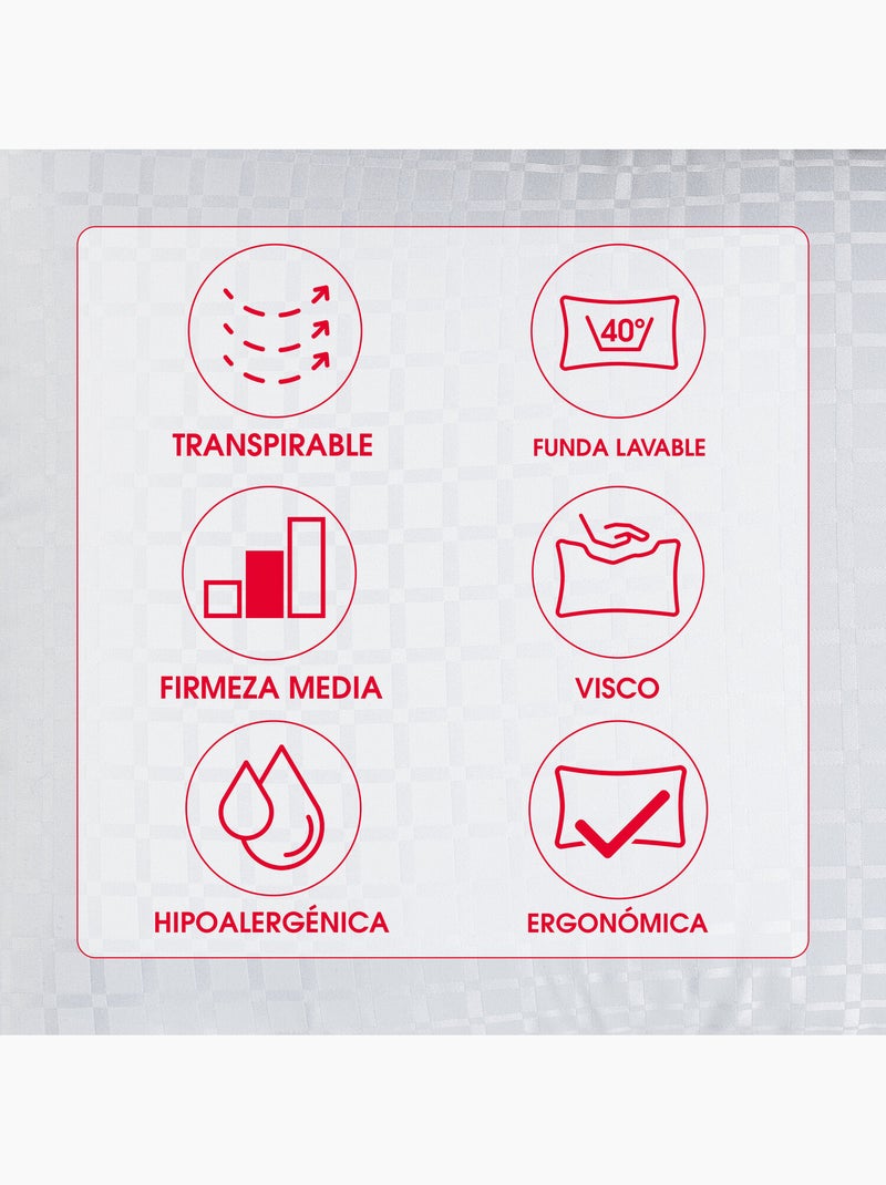 Almohada Visco Visco Medium Firmeza Media Transpirable Blanco - Kiabi