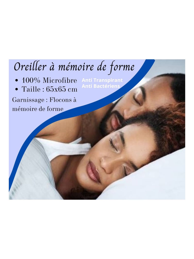 Almohadas de Poliéster Flocon Mémoire de Forme PROMO LINGE Blanco - Kiabi