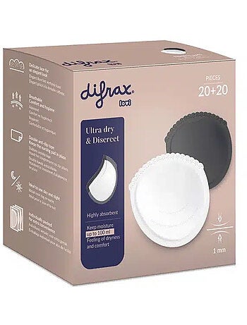 Almohadillas absorbentes de lactancia 40 piezas blanco y negro - Difrax