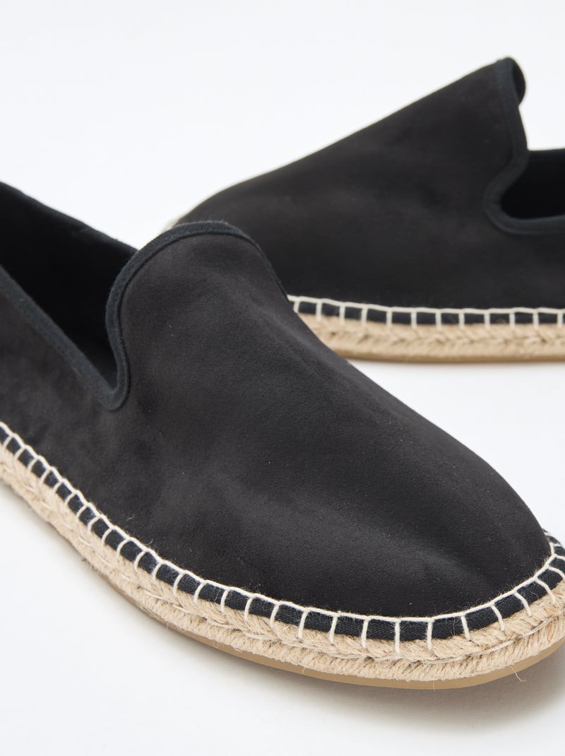 Alpargata de ante sintético con suela plana Negro - Kiabi